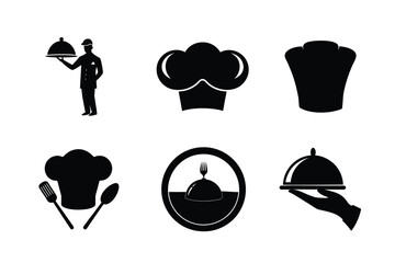 Restaurant silhouette vector illustration icons set