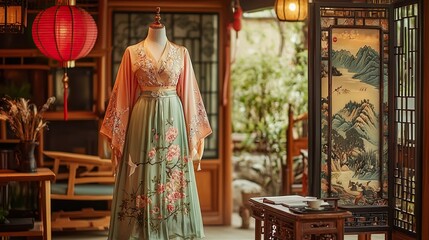 hanfu in traditional chinese tea house attire