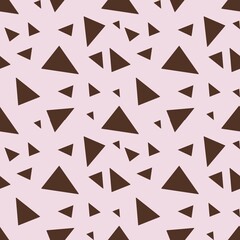 Seamless Triangular Patterns in Brown Small Design on pastel pink Backgrounds