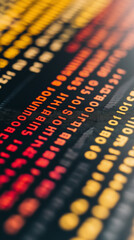 Colorful digital code on screen, creating dynamic technology background