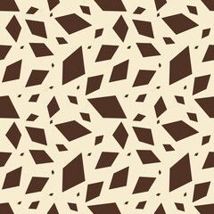 Abstract Seamless Pattern Featuring Brown Geometric Shapes Small Design on a pastel yellow Background