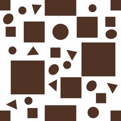 Geometric Seamless Patterns in Brown Against Big Design on White Background 