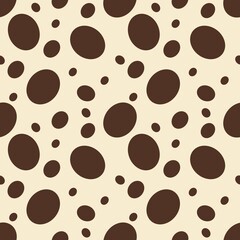 Seamless Pattern of Brown Ovals shapes Small Design on pastel yellow Backgrounds