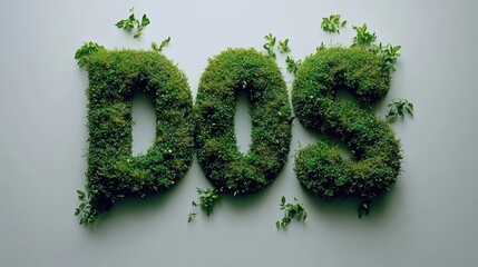 Lush Green Letters Formed from Grass and Foliage for Nature Themes