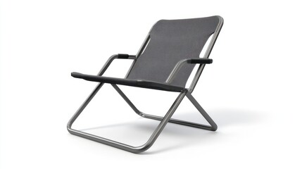 Fototapeta premium Modern plastic and metal folding chair mockup, durable and stylish, isolated on white