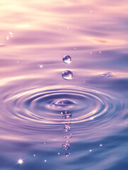 Sparkling Water Droplets and Dreamy Pink Surface