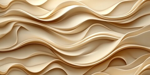 Abstract Minimalist Wave Texture Elegant 3D Design. Monochromatic Background in Gentle Creamy White