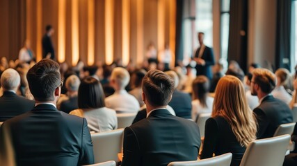 A professional audience attentively listening at a conference event