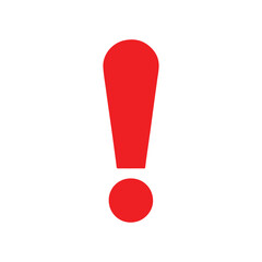 Red exclamation point icon silhouette vector flat illustration design on white background.
