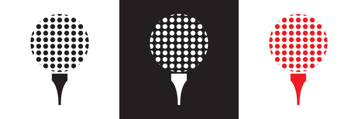 Golf ball on tee vector icon . isolated on white and black background. vector illustration. EPS 10