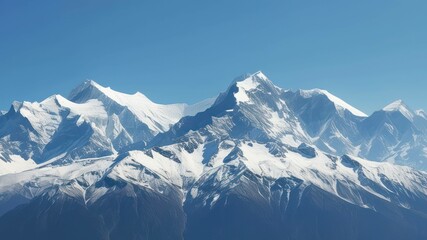 Obraz premium Majestic snow capped mountains under a clear blue sky