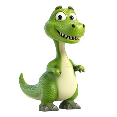 Fototapeta premium Happy Cartoon Dinosaur PNG, Cute 3D Dino Character, Funny Prehistoric Reptile Clipart, Transparent Background