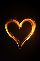 Heart-shaped light streak on a dark background.