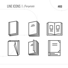 Pamphlet icons set. Books and catalogs signs for design. Vector elements clip art