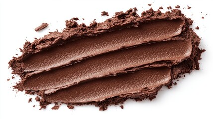 Fototapeta premium Luxurious chocolate cream spread with deep cocoa hues, top view, isolated on white