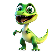Fototapeta premium Adorable Cartoon Dinosaur PNG, Cute 3D Dino Character, Friendly Prehistoric Creature Clipart, Digital Illustration, Transparent Background