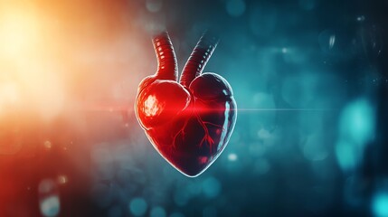 Abstract virtual heart pulse concept on a blurred metal background. Medicine and healthcare. 