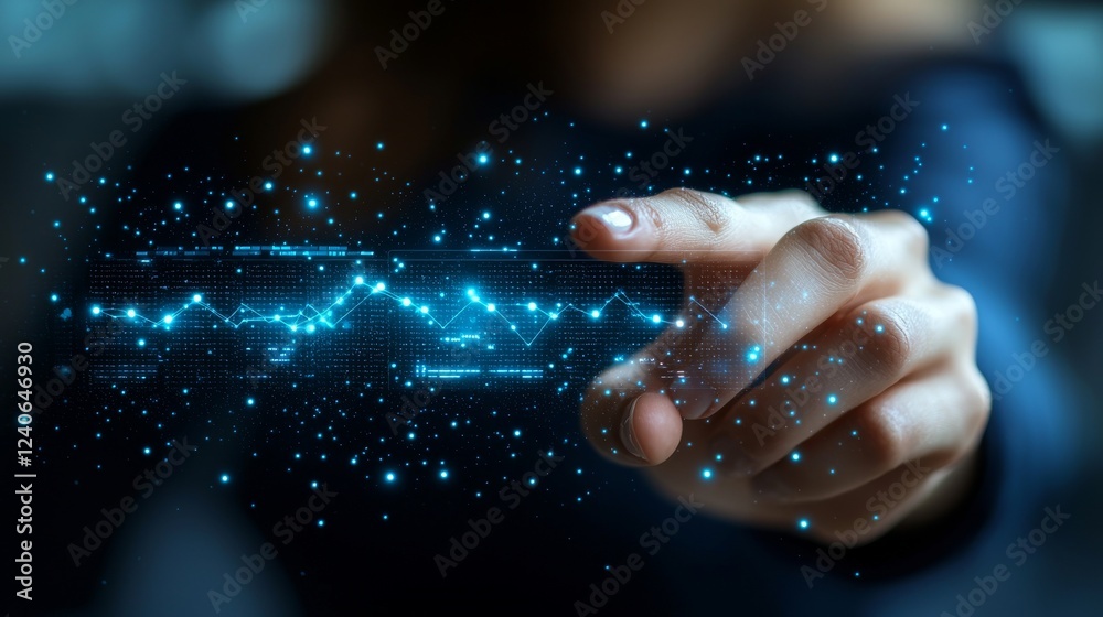 Poster a person interacts with a virtual display to select an electronic document icon, embodying concepts 
