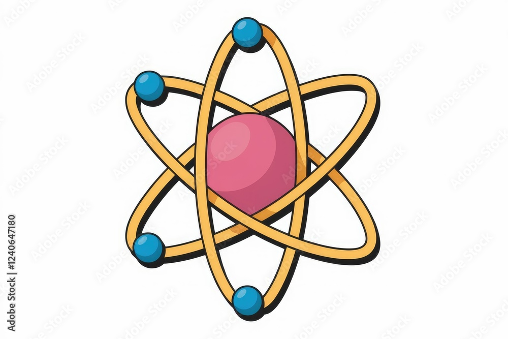 Poster a simplified illustration of an atom, showing a nucleus and orbiting electrons.