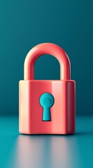 A vibrant, stylized padlock in pink and blue, symbolizing security and protection against unauthorized access.