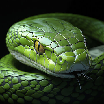 Close-Up of a Green Snake 