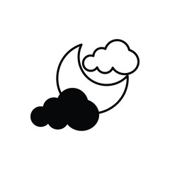 Cloudy Night icon vector stock illustration