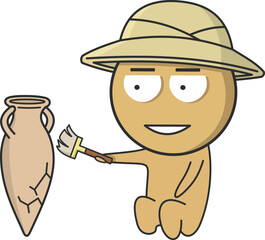 Archaeologist working with an artifact