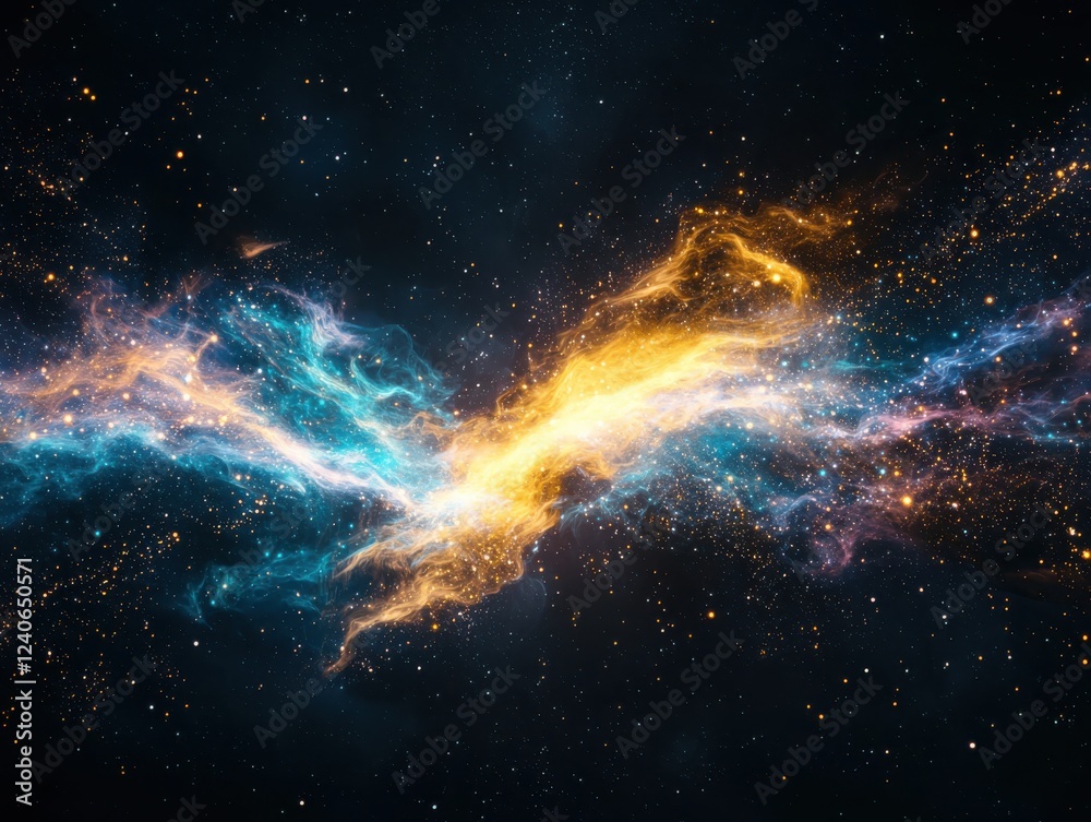 Poster dynamic flow of digital data abstract space visual art cosmic environment wide-angle view vibrant st