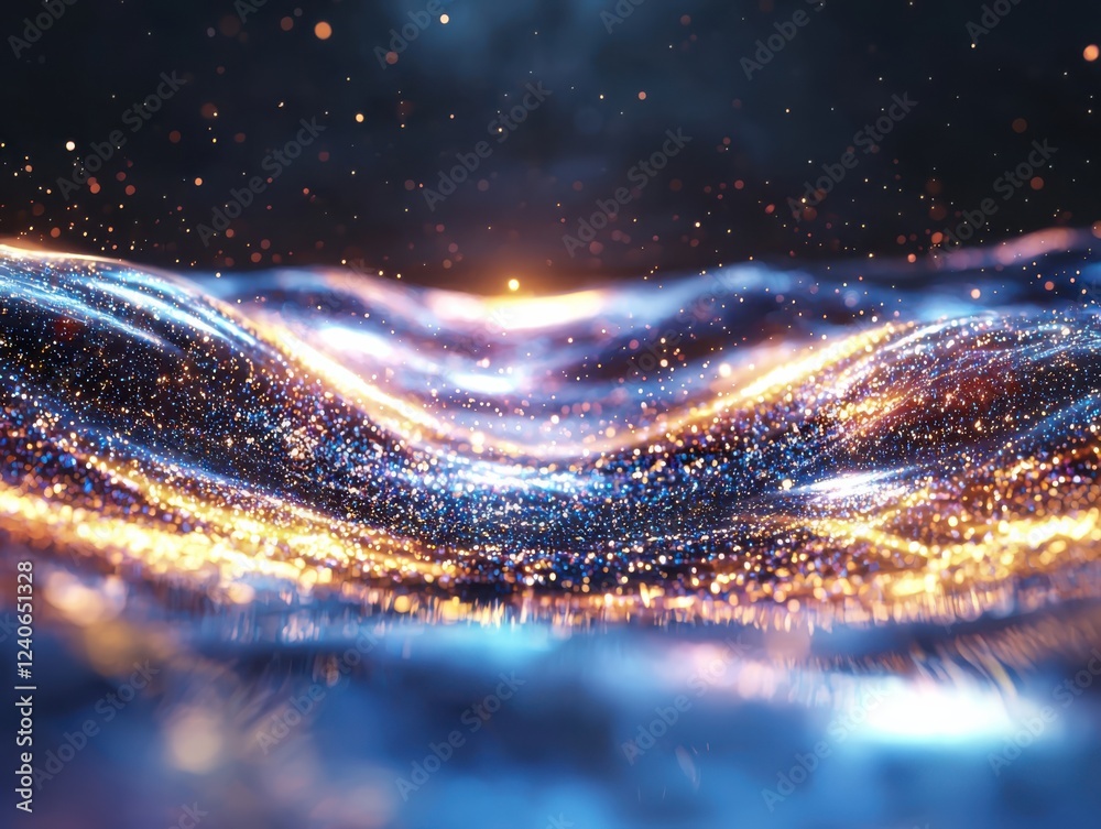 Poster dynamic flow of digital data abstract space visual art cosmic environment low angle colorful streams
