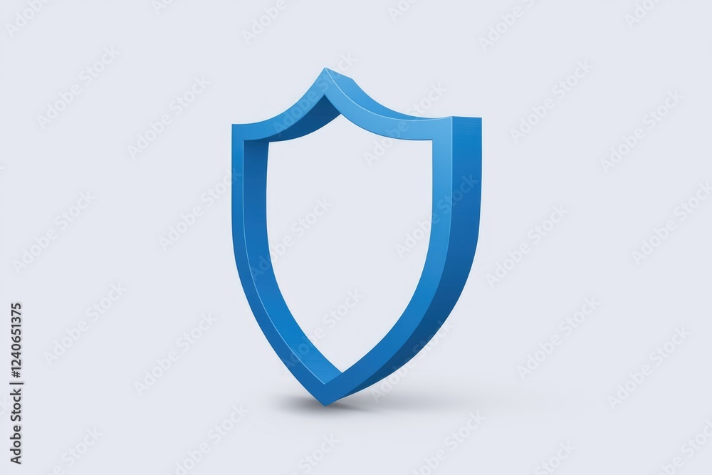 Poster a 3d rendering of a blue shield, symbolizing protection and security.