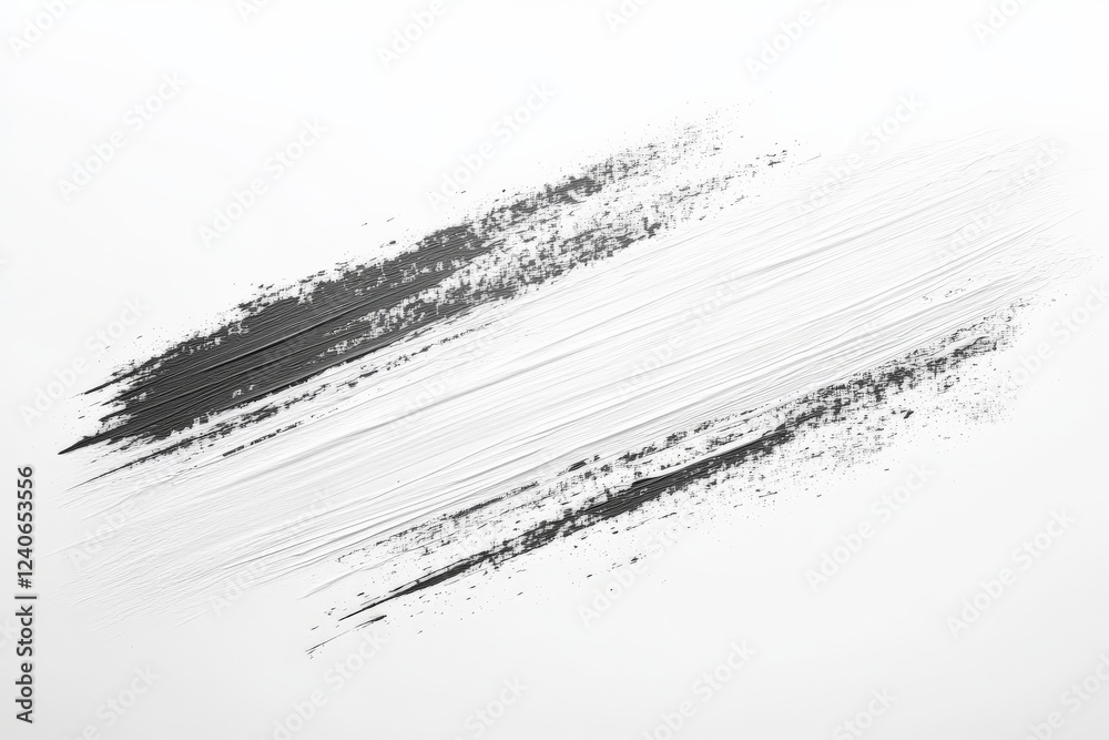 Aufkleber Abstract monochrome art created with bold brush strokes on a white background, showcasing texture and contrast for artistic expression