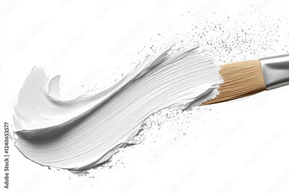 Aufkleber brush strokes create a smooth white texture on a blank surface for artistic expression during the pa