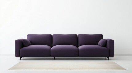 Fototapeta premium Plush Purple Sofa in Minimalist Living Room