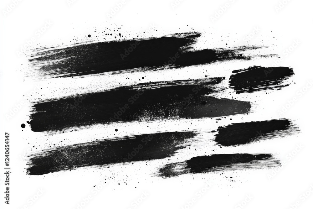 Aufkleber abstract black paint strokes with splashes and textures on a white background showcasing artistic ex