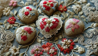 Fototapeta premium Intricate Floral Lace Fabric Macro Shot