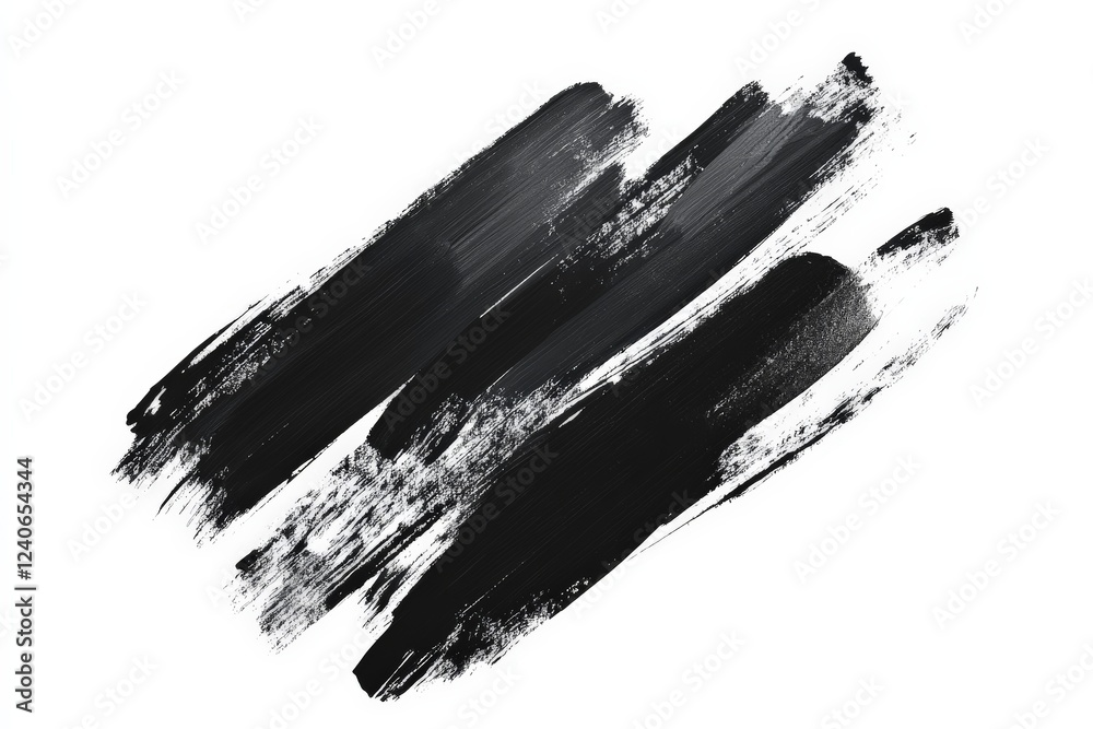 Aufkleber Dynamic black brush strokes creating a striking abstract art composition on white canvas in contemporary style