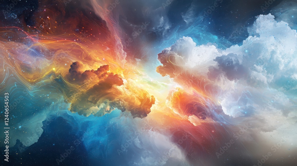 Poster dynamic flow of digital data abstract space visual art cosmic environment futuristic viewpoint strik