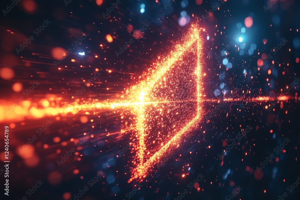Aufkleber colorful particles create a glowing geometric shape in a digital background scene of vibrant energy