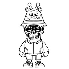 Mascot character design cartoon giraffe hat outline