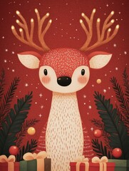 reindeer with christmas tree