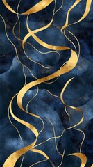 Stunning Abstract Gold Lines on Navy Blue Background