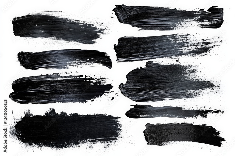 Aufkleber multicolored black paint strokes arranged on a clean background for artistic projects and design ins
