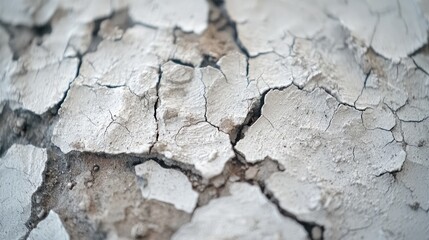 Fototapeta premium Cracked white paint on weathered surface. Close-up texture