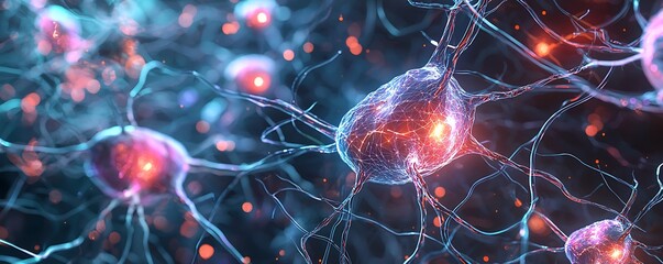 Template for a science and technology presentation with a plexus-style background, symbolizing connectivity and digital networks