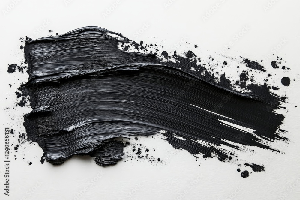 Aufkleber black paint stroke on a textured surface showcases creativity and artistic expression at a studio