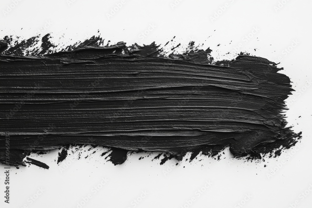 Poster textured black paint smear on white canvas showcasing artistic expression and creativity in a minima