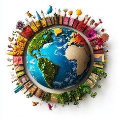 Colorful Earth with Landmarks and Nature Representations in Artistic Style