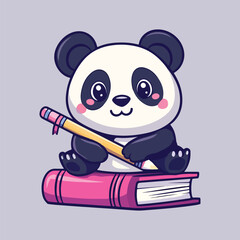 A panda is sitting on books vector illustration 
