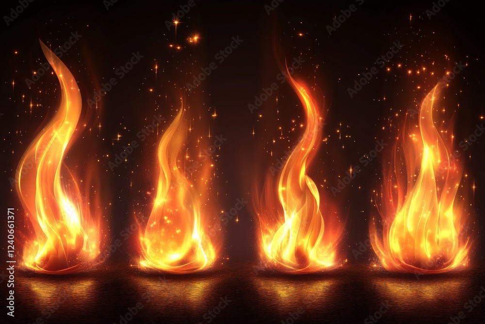 Aufkleber Flames dancing in dark background create mesmerizing visual display of warmth and energy