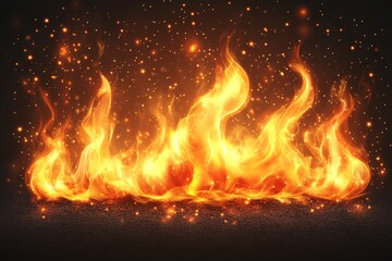 Fototapeta premium Flames dancing in the dark with sparks illuminating the night